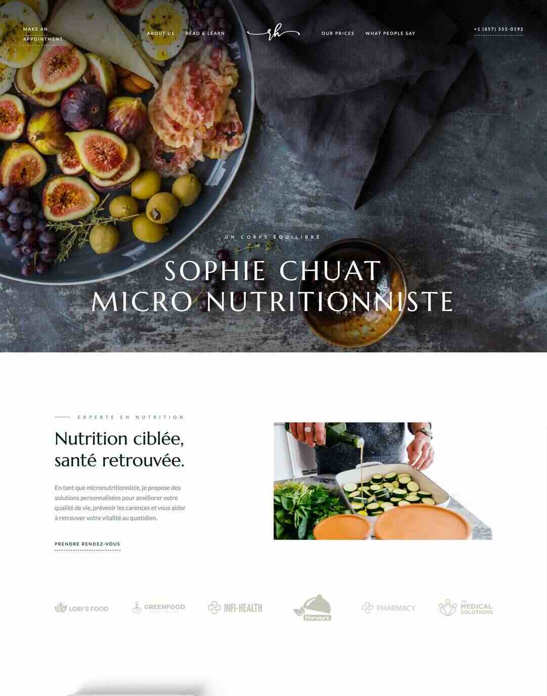 Site internet d'une micro nutritionniste avec des plats healthy